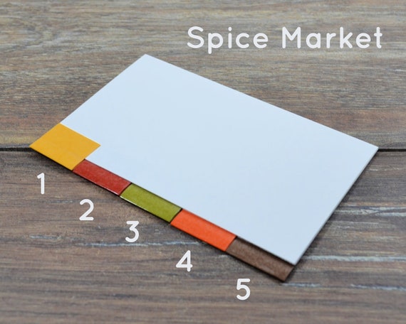 30 SPICE MARKET Blank Tab Dividers for Index Card Binder or Storage Bins,  Mix or Solid Tabs, 3 X 5 or 4 X 6, With or Without Holes 