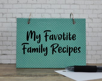 Personalized Turquoise Index Card Binder, Notes Journal, Personal Planner, Recipe Card Holder