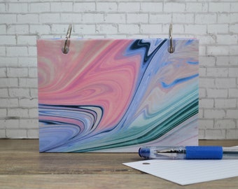 Hardcover Binder for your Index Card Planner or Student Notes, Marbled Pastel Design