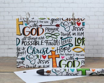 Faith Words Index Card Binder, Journal for Scripture Memory, Bible Study Planner, Prayer Request, Bible Verses, Easter Gift,
