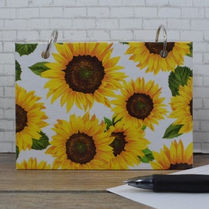 Sunflower Index Card Binder, Recipe Holder, Bible Study Journaling, Tabbed Blank Dividers