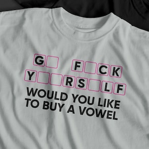 Camiseta engraçada com jogo de vogais Go F*ck Yourself, camiseta com humor sarcástico para adultos, camiseta com letras ofensivas, camiseta com mensagem oculta, presente para piadas grosseiras