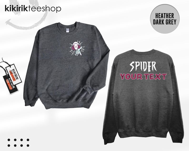 Custom Spider Gwen Shirt, Personalized Spiderman Sweatshirt, Matching Mom and Daughter Tee, Girls Spider Birthday Outfit, Custom Name Tee image 18