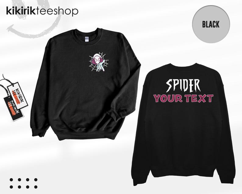 Custom Spider Gwen Shirt, Personalized Spiderman Sweatshirt, Matching Mom and Daughter Tee, Girls Spider Birthday Outfit, Custom Name Tee image 14