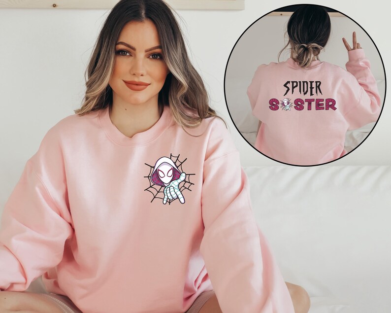 Custom Spider Gwen Shirt, Personalized Spiderman Sweatshirt, Matching Mom and Daughter Tee, Girls Spider Birthday Outfit, Custom Name Tee image 4