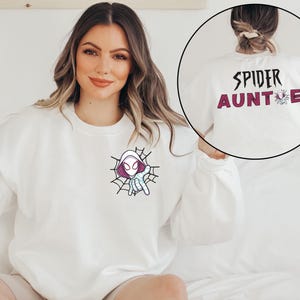 Custom Spider Gwen Shirt, Personalized Spiderman Sweatshirt, Matching Mom and Daughter Tee, Girls Spider Birthday Outfit, Custom Name Tee image 2
