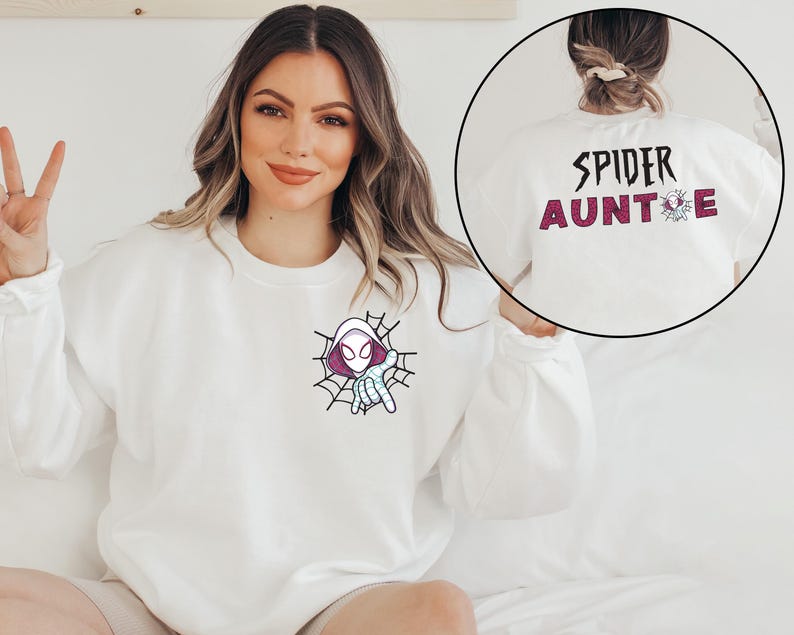 Custom Spider Gwen Shirt, Personalized Spiderman Sweatshirt, Matching Mom and Daughter Tee, Girls Spider Birthday Outfit, Custom Name Tee image 2