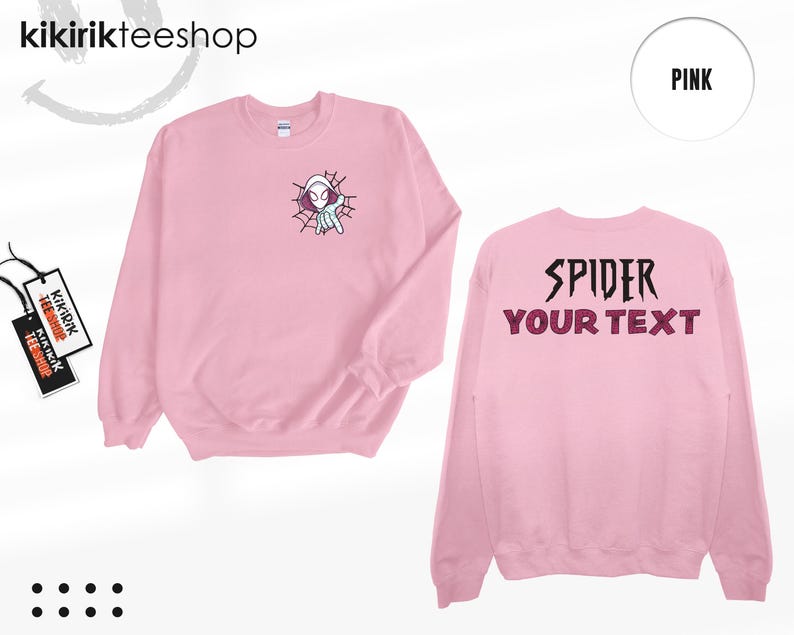 Custom Spider Gwen Shirt, Personalized Spiderman Sweatshirt, Matching Mom and Daughter Tee, Girls Spider Birthday Outfit, Custom Name Tee image 16