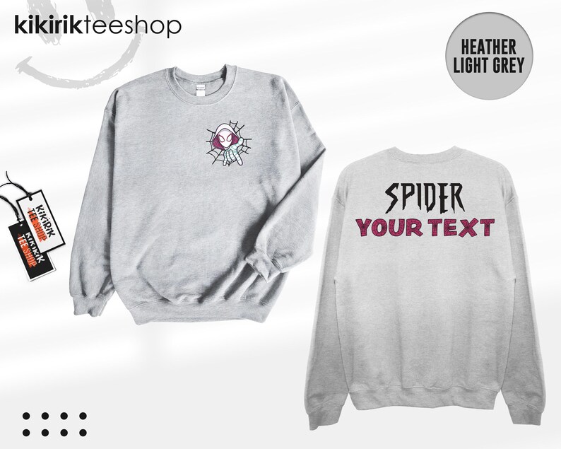 Custom Spider Gwen Shirt, Personalized Spiderman Sweatshirt, Matching Mom and Daughter Tee, Girls Spider Birthday Outfit, Custom Name Tee image 17
