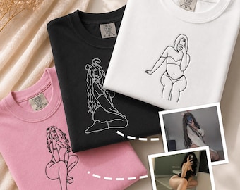 Personalizowany haftowany portret, pikantny prezent buduarowy, koszula w komfortowych kolorach, spersonalizowana bluza