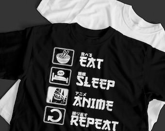 Eat Sleep Anime Repeat Shirt, Manga Graphic Tee, Otaku Lifestyle Apparel