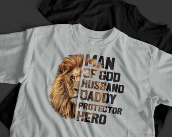 Camiseta de león para papá cristiano, regalo para el Día del Padre para un hombre de Dios.