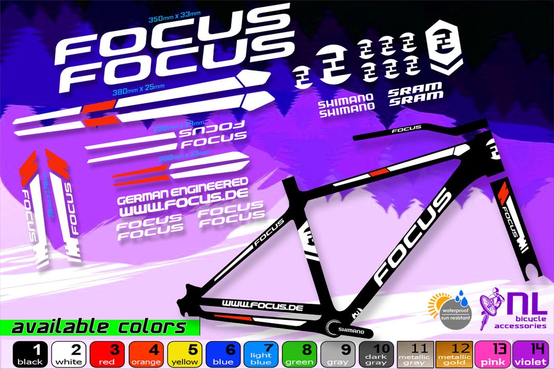 FOCUS Bicycle Frame Sticker Set and Fork. High Quality, Waterproof, Do ...