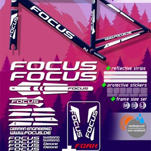 Adesivi in vinile FOCUS, per telaio e forcella della bicicletta. Adesivi per bicicletta. Alta qualità.