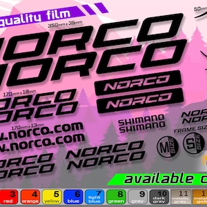 NORCO bicycle frame sticker set. high quality, waterproof, do not fade. large selection of colors