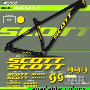 Scott bicycle frame sticker set. high quality, waterproof, do not fade. large selection of colors. Bicycle stickers