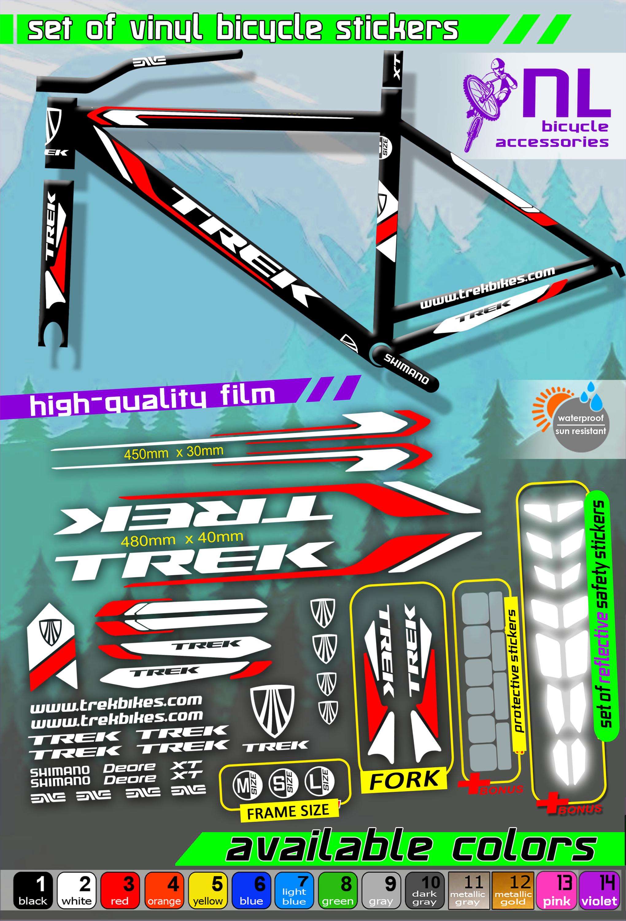 TREK Bicycle BIG Frame Sticker Set and Fork. High Quality, Waterproof, Do  Not Fade. Large Selection of Colors - Etsy