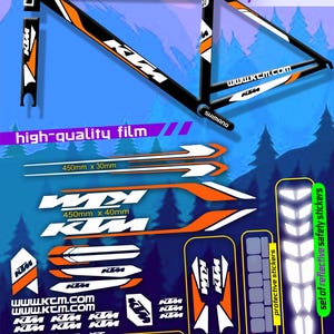 Set di adesivi per telaio e forcella BIG per bicicletta KTM. Alta qualità, impermeabili, non sbiadiscono. Ampia scelta di colori