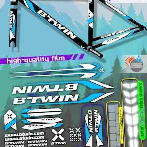 Set di adesivi per telaio e forcella B'Twin per bicicletta BIG. Alta qualità, impermeabili, non sbiadiscono. Ampia scelta di colori.