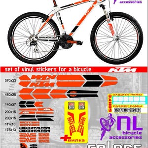 Adesivi in vinile KTM, per telaio e forcella della bicicletta. Alta qualità