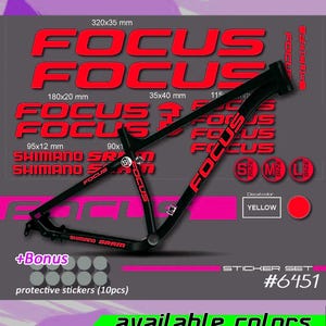 Focus bicycle frame sticker set. high quality, waterproof, do not fade. large selection of colors. Bicycle stickers