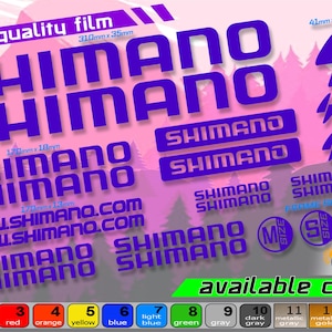 Shimano bicycle frame sticker set. high quality, waterproof, do not fade. large selection of colors