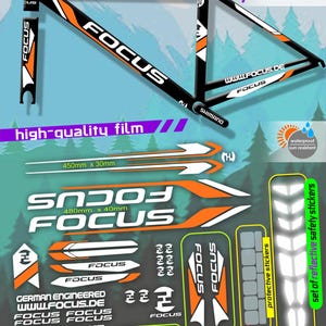 Set di adesivi per telaio e forcella FOCUS BIG per bicicletta. Alta qualità, impermeabili, non sbiadiscono. Ampia scelta di colori. Adesivi per bicicletta.