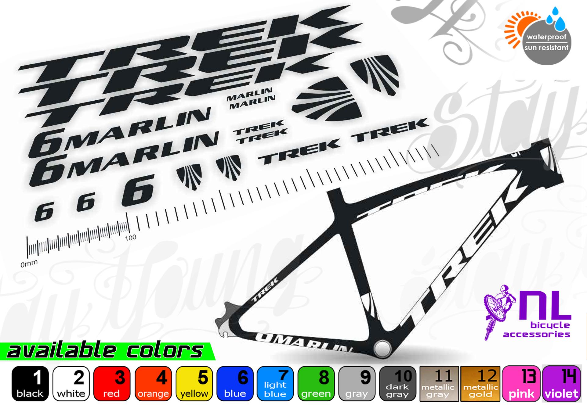 Trek Vinyl Stickers, for the Frame and Fork of the Bicycle. High