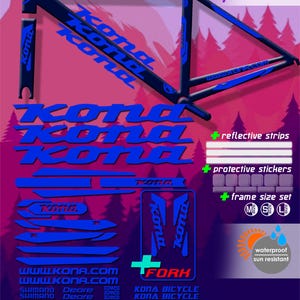 KONA vinyl stickers, for the frame and fork of the bicycle. high quality