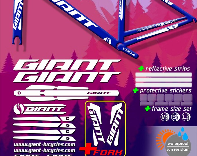 GIANT Vinyl Stickers, for the Frame and Fork of the Bicycle. High ...