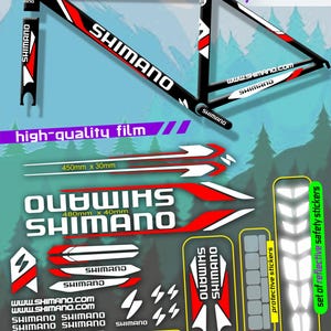 Set di adesivi per telaio e forcella per bicicletta SHIMANO BIG. Alta qualità, impermeabili, non sbiadiscono. Ampia scelta di colori