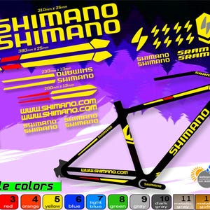Set di adesivi per telaio e forcella per bicicletta Shimano. Alta qualità, impermeabili, non sbiadiscono. Ampia scelta di colori