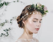 Mother of pearl flower wedding headband, bohemian floral bridal headband, gold silver or rose gold hair vine- Elizabetta