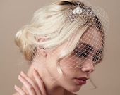 Ivory bridal birdcage veil, ivory clip-on wedding birdcage veil, soft French netting birdcage veil