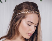Swarovski crystal wedding headband hair vine, crystal and pearl bridal hair vine, silver gold or rose gold hair vine - India