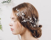 Large statement crystal hair vine, wildflower bridal hair vine, crystal wedding hair vine wreath, Swarovski crystal hair vine - Sybil
