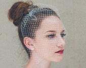 Ivory bridal birdcage veil, ivory clip-on wedding birdcage veil, soft French netting birdcage veil