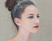 Ivory bridal birdcage veil, ivory clip-on wedding birdcage veil, soft French netting birdcage veil