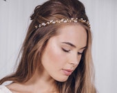 Swarovski crystal wedding headband hair vine, crystal and pearl bridal hair vine, silver gold or rose gold hair vine - India