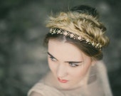 Mother of pearl flower wedding headband, boho silver pearl flower hair vine, gold floral ribbon tie headband hair vine - Isabella
