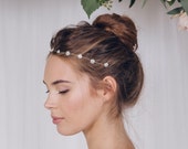 Daisy pearl flower wedding headband hair vine, rose gold silver or gold daisy flower bridal hair vine - Daisy