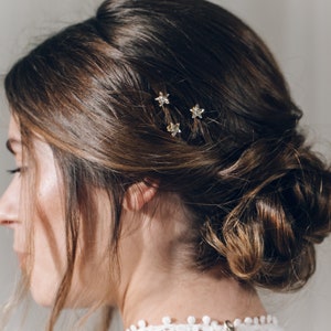 Luxury Star crystal bridal hair pins, Swarovski Star crystal wedding hair pins, gold or silver hair pin set Star image 6