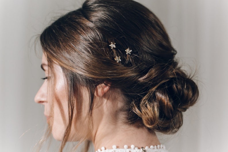 Luxury Star crystal bridal hair pins, Swarovski Star crystal wedding hair pins, gold or silver hair pin set Star image 6