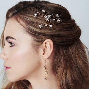 Constellation wedding hair pins, Celestial hair pins, Swarovski crystal star hair pins, Stardust hair pins, Crystal hair pin set Lunaria image 2