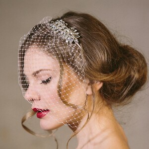 Ivory bridal birdcage veil, ivory clip-on wedding birdcage veil, soft French netting birdcage veil image 8