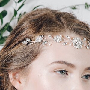 Silver crystal flower and pearl tiara hair vine Estelle image 8