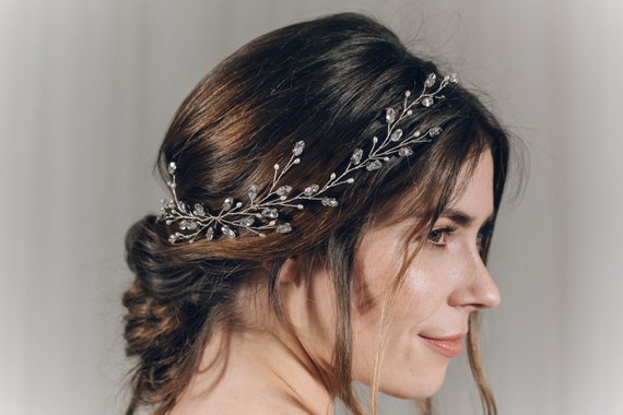 Swarovski Crystal and Pearl Bridal Hair Vine, Crystal and  display picture 2