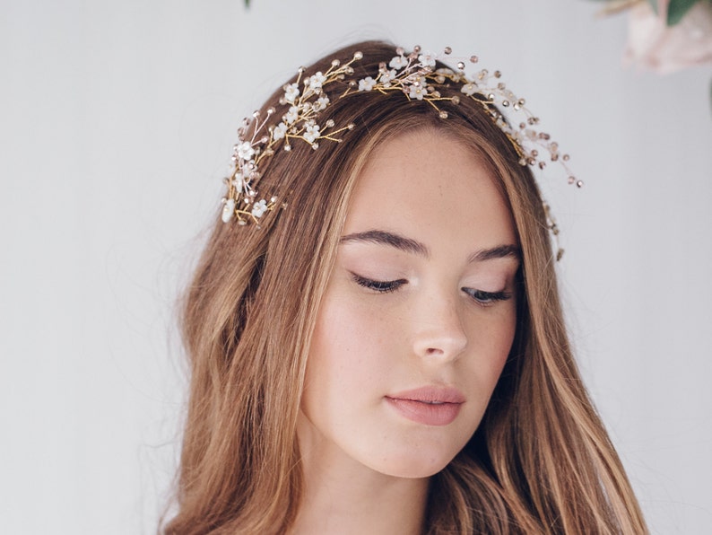 Coralie Rose gold Silver or Gold hair pin trio delicate pearl flower bridal hair pin set Mother of pearl flower wedding hair pins