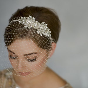 Ivory bridal birdcage veil, ivory clip-on wedding birdcage veil, soft French netting birdcage veil image 10