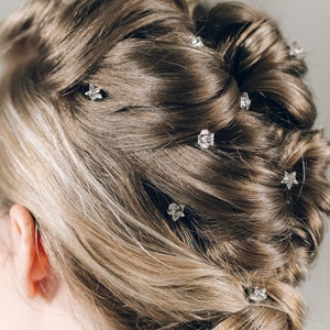 Horquillas de pelo de novia de cristal de estrella de lujo, horquillas de pelo de boda de cristal de estrella de Swarovski, juego de horquillas de oro o plata estrella imagen 9